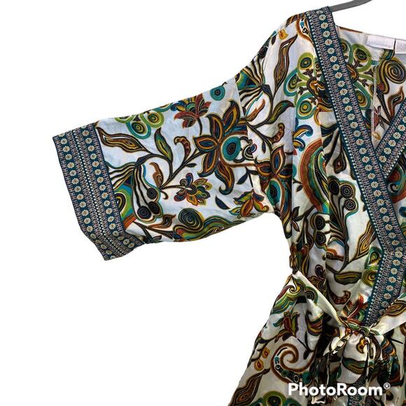 Soft Surroundings Fall Colors Boho Paisley Damask Maxi Kimono Robe Medium - Picture 4 of 7